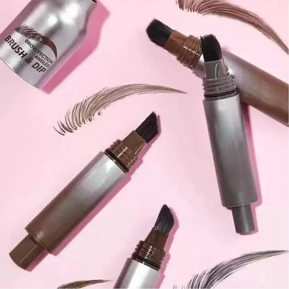 Nova escova de sobrancelha sobrancelha-tificação escova angular & mergulho-chocolate lápis de sobrancelha à prova dwaterproof água caneta sobrancelha matiz sobrancelha