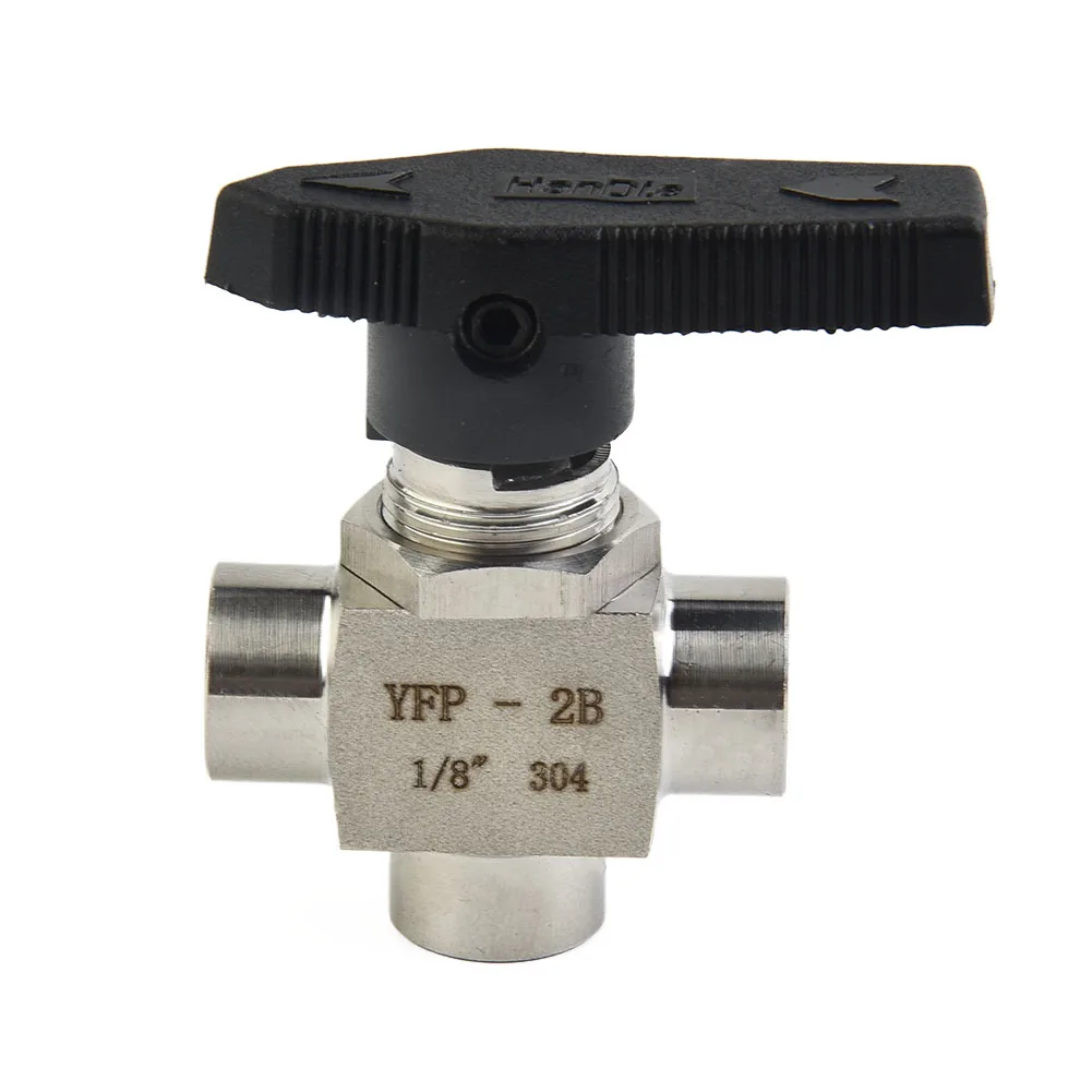 

3 Way Ball Valve Water Oil Gas 304 Stainless Steel BSPP G1/8 High Pressure Inch Female Thread Compact Structure
