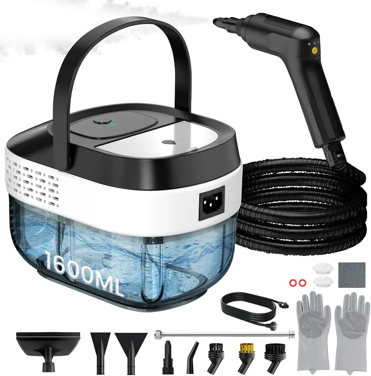 

2500W Handheld Steam Cleaner, 1.6L Tank, 10s Heat-Up, 3-Level Adjustable, 19pcs Accessories