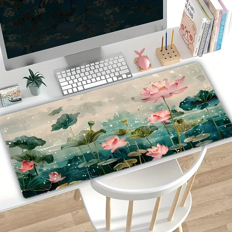 

The anti-slip rubber of the lotus leaf and lotus flower landscape extension game mousepad is suitable for gamer and professional