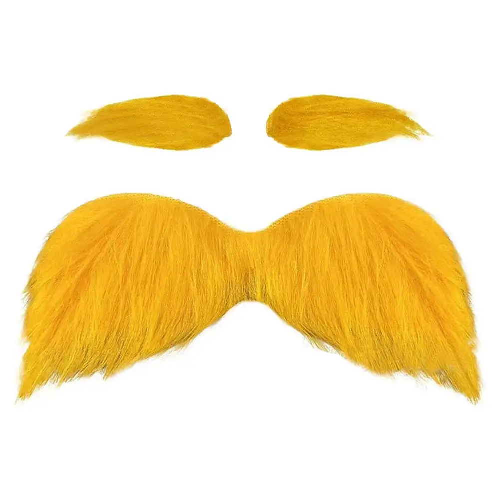 Cartoon Lorrax Once Ler Orange False Eyebrow Beard Set Costume Accessories Yellow Beard Props Adult Christmas Halloween Suits