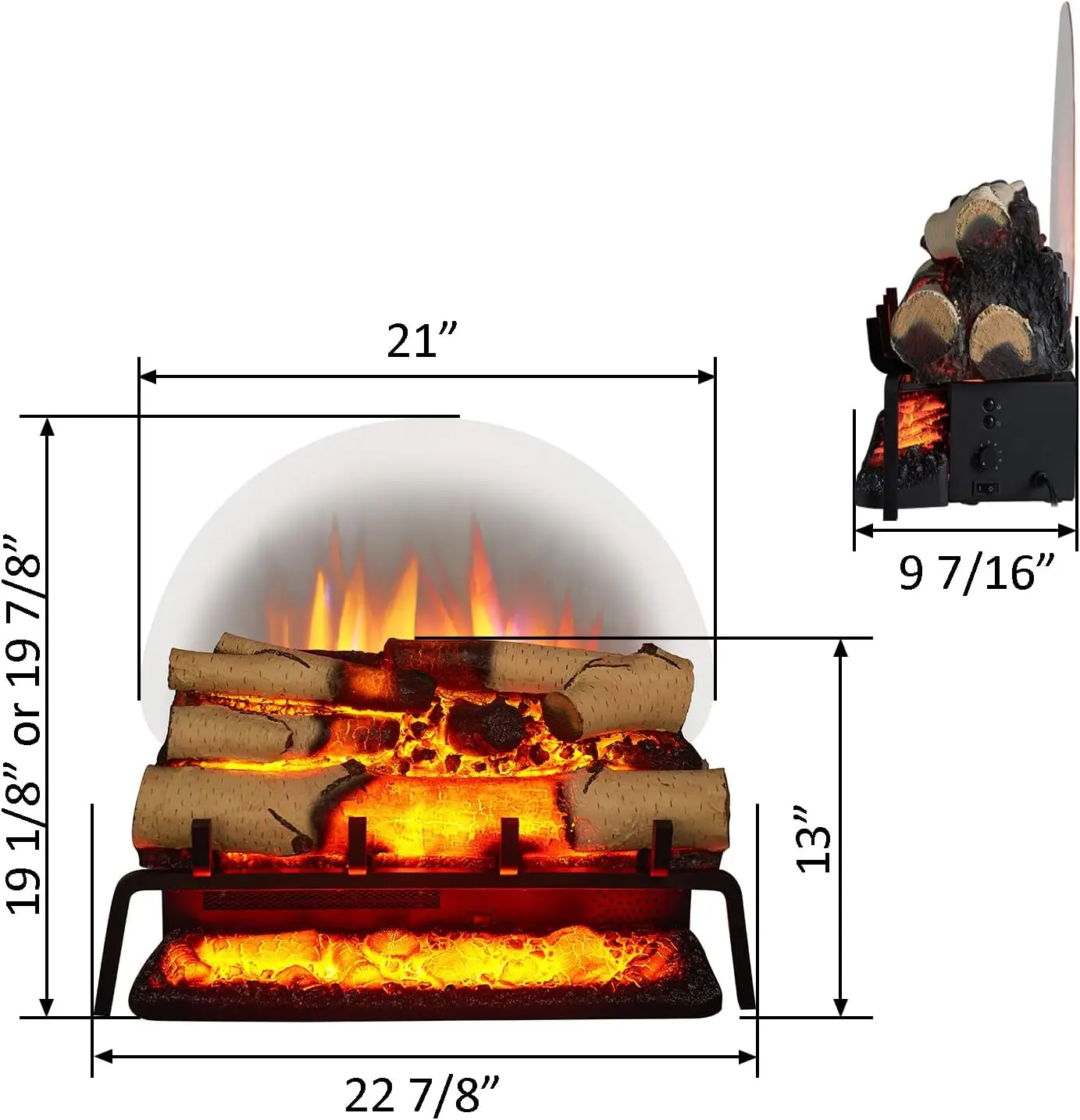 Chimenea eléctrica independiente de 23 pulgadas de ancho, juego de troncos de abedul blanco (EF290A-WB), inserto para chimenea, calentador 750W/1500W,