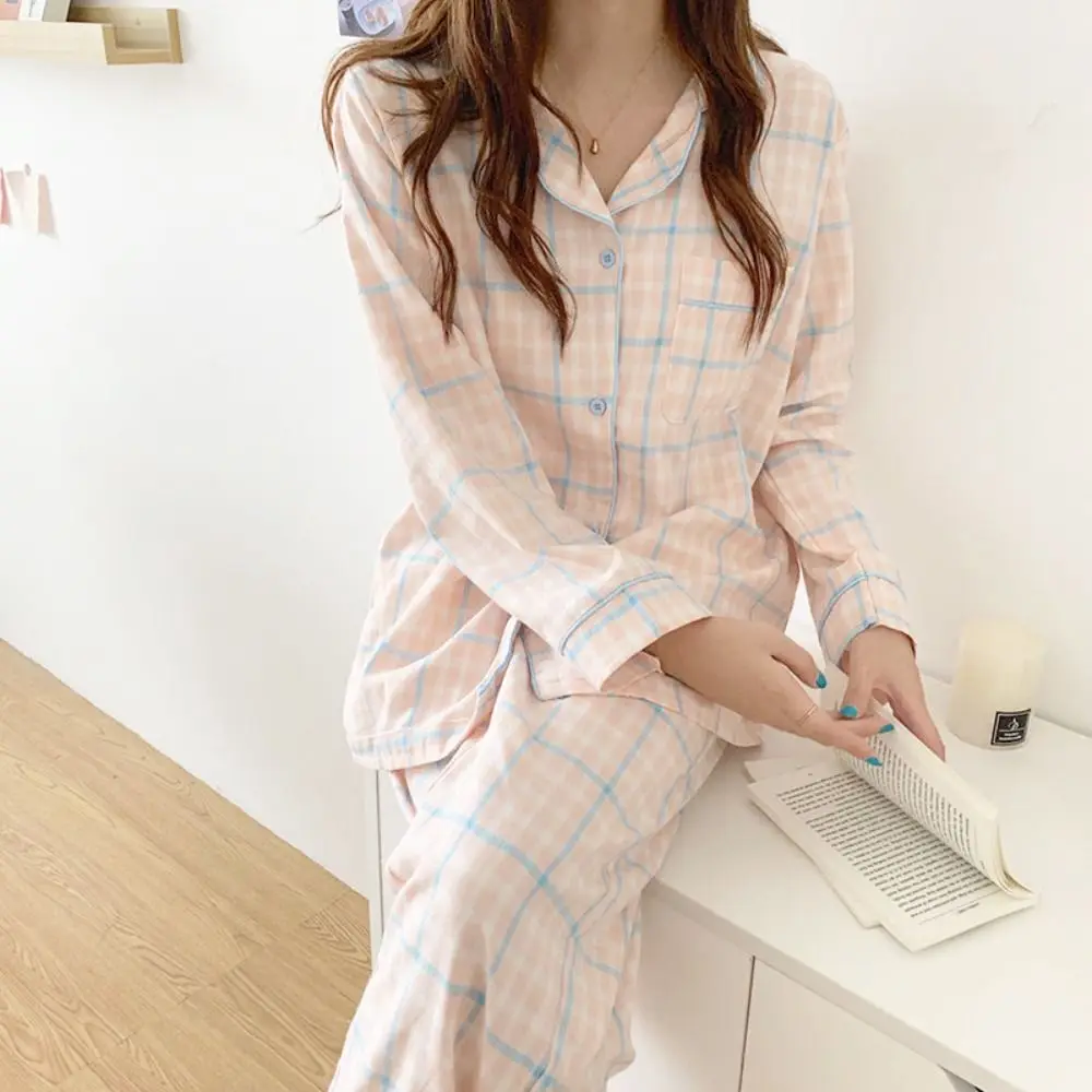 Long-Sleeved Women's Two-Piece Pajamas Large Size Loose Fit Homewear Suit Soft Fabric Cotton Material Pajama Suit Maternity Use