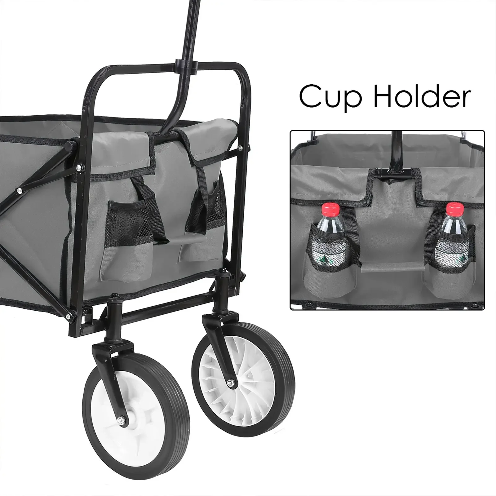 Collapsible Folding Wagon Garden Cart Beach Grocery Wagon for Shopping Park Picnic, Beach Trip, Outdoor Activities, Camping