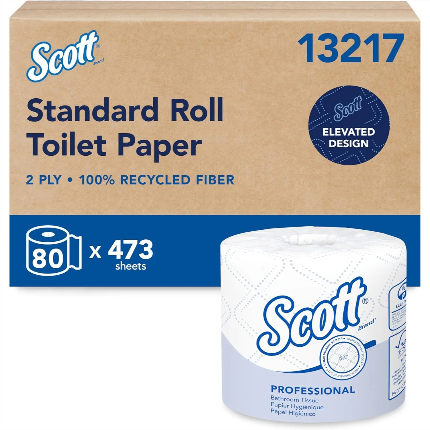 

Bulk Toilet Paper 80 Rolls 2-Ply 473 Sheets Each with Elevated Design White Individually Wrapped for Commercial Use