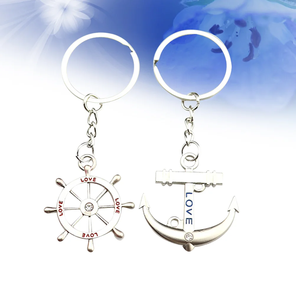 for Stocking Stuffers Fashion Key Chain Ring Rudder Anchor Keychain Lovers