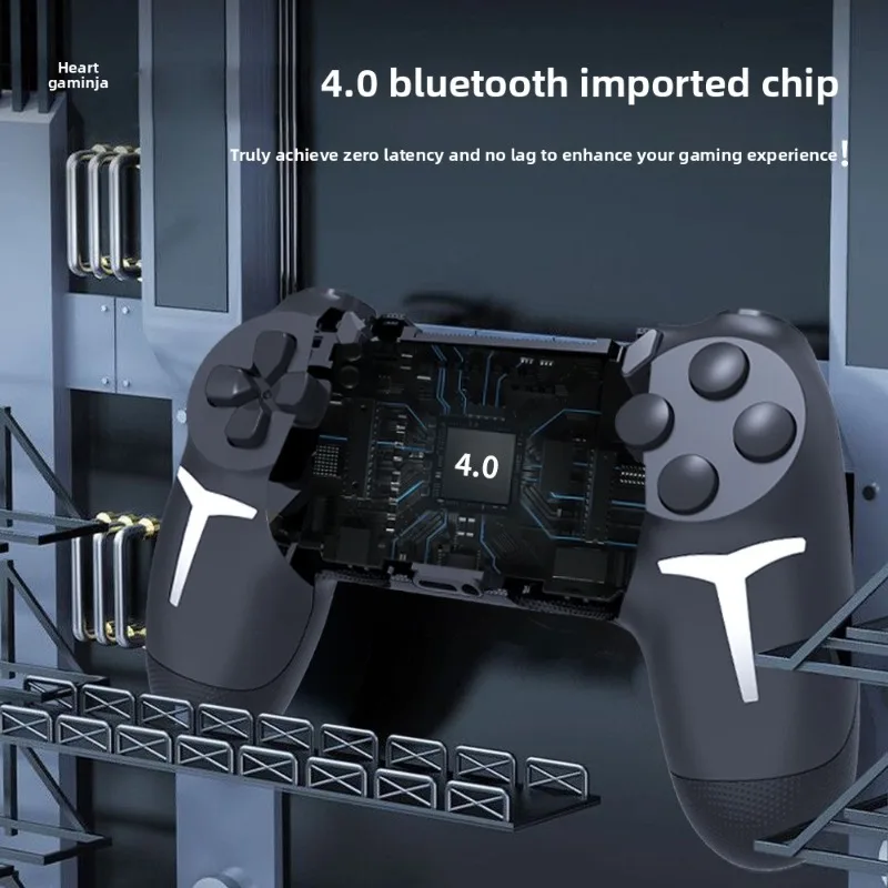 GAMINJA Pengontrol Game Nirkabel Lampu RGB untuk Konsol PS4 PS3 Komputer PC LED Bluetooth Gamepad Giroskop 6 Sumbu Getaran Ganda