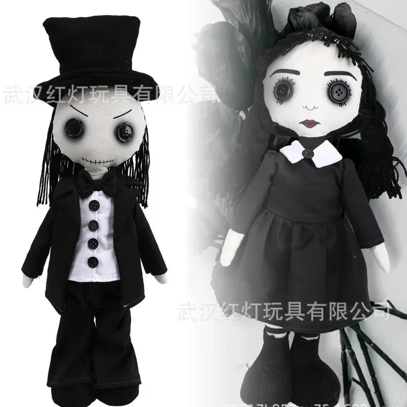 Ghost Doll Plush Toy Halloween Wednesday Terror Black Dress Soft Filling Pillow Room Decoration Children's Birthday Gift