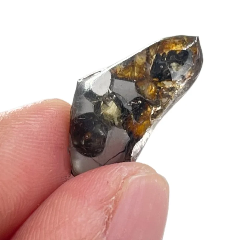Sericho Pallasite Meteorite Irregular Specimen Natural Olivine Inclusion Polished Meteorite Slice Mineral Collection -TA855