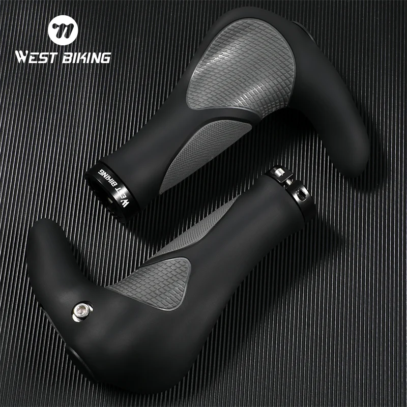 WEST BIKING Bicycle Handlebar Covers Non-slip Shock Absorption Bike Extended Mountain Handle Bar End Rubber Grip Bike Accessorie