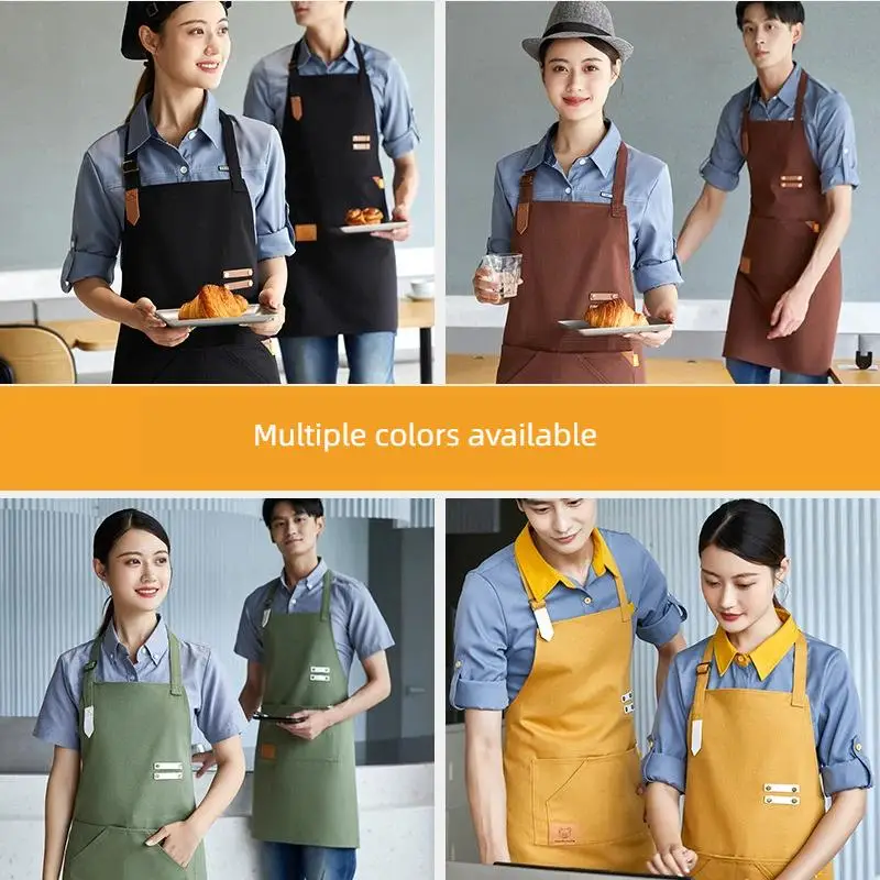 Cotton Coarse Grain Apron Customized Logo Restaurants Nail Art Cafes Kitchens Work Clothes Adjustable Painting Flower Shop Apron
