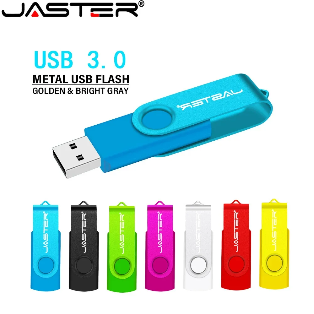 

JASTER Sky Blue USB 3.0 Flash Drives 128GB Rotatable Memory Stick 64GB Free Custom Logo Pen Drive 32GB Waterproof USB Stick 16GB