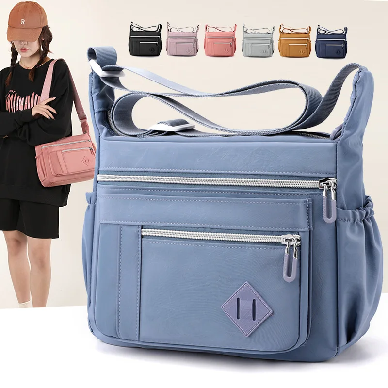 Fashion casual waterproof nylon cloth bag 2023 new large capacity single shoulder crossbody bag versatile middle-aged mom bag