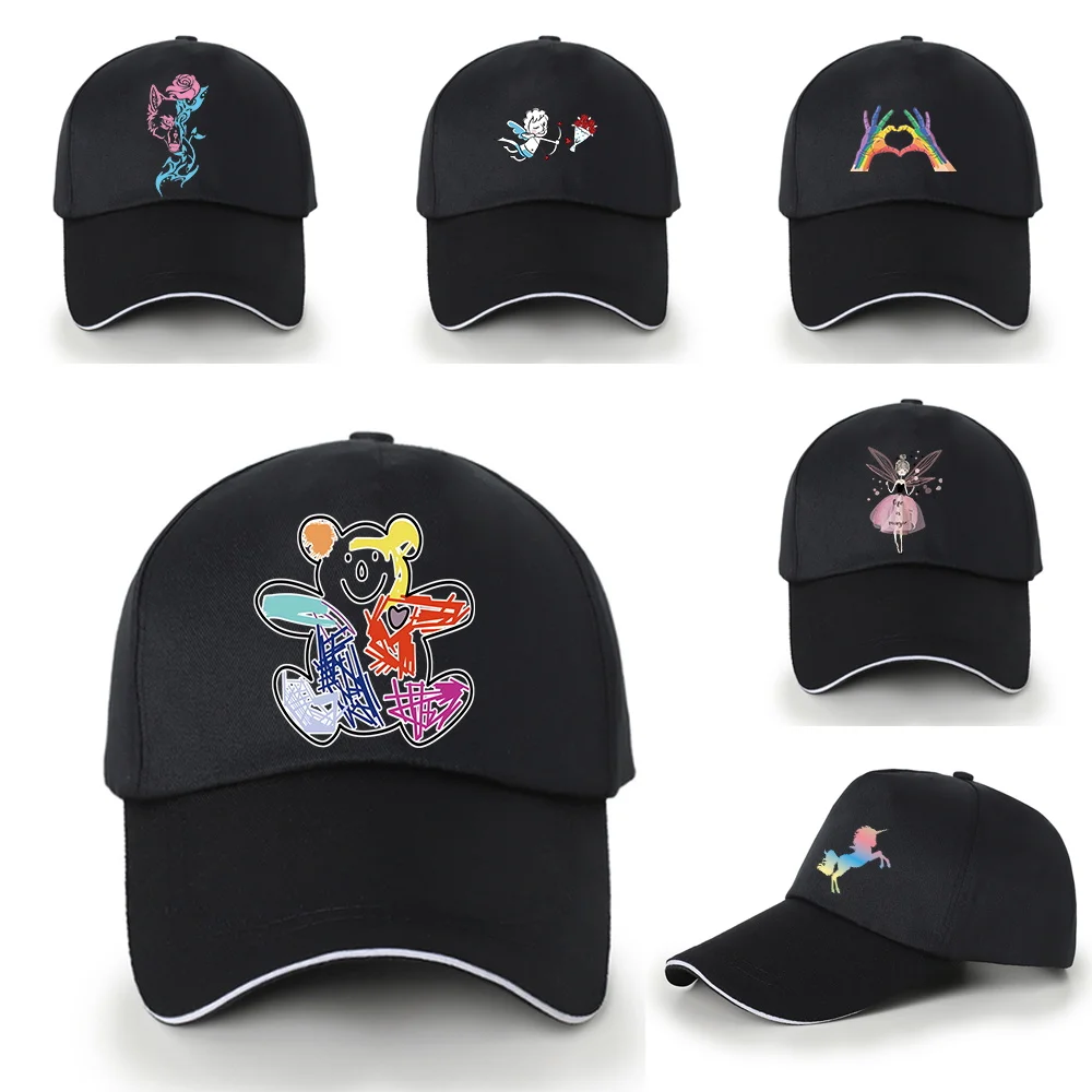 Black Baseball Cap Color Series Printing Wild Hip-hop Hat Hipster Must-have Peaked Cotton Cap Dad Casual Summer Outdoor Sun Hat