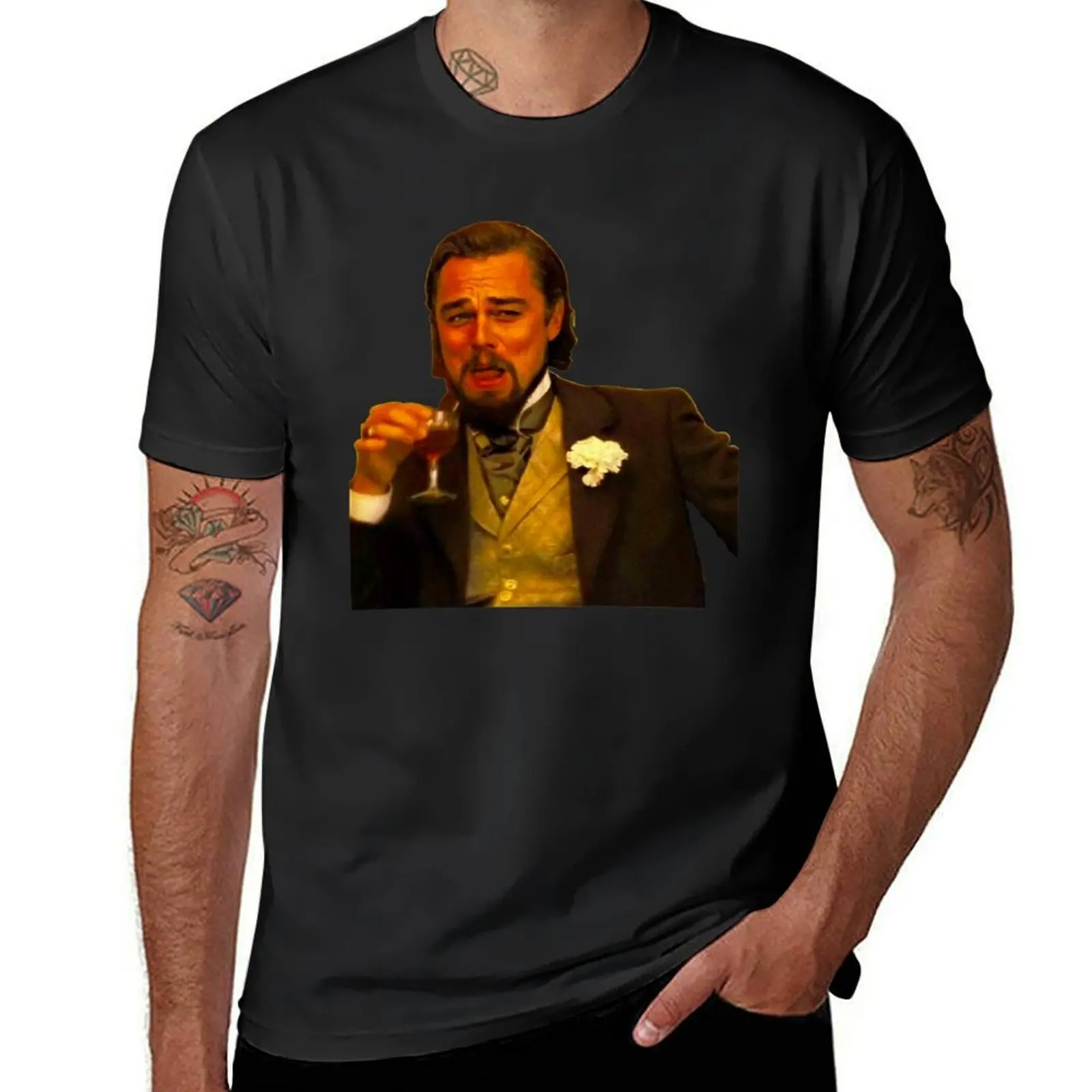 Funny Leonardo Dicaprio Django Meme T-Shirt oversized customizeds Men's clothing