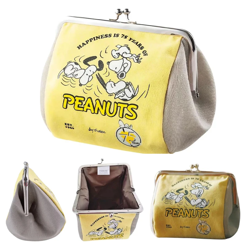 

Snoopy Coin Purse Retro Mini Lock Clip Wallet Small Mini Cosmetic Bag Lipstick Key Storage Pouch Canvas Metal Clips Change Purse