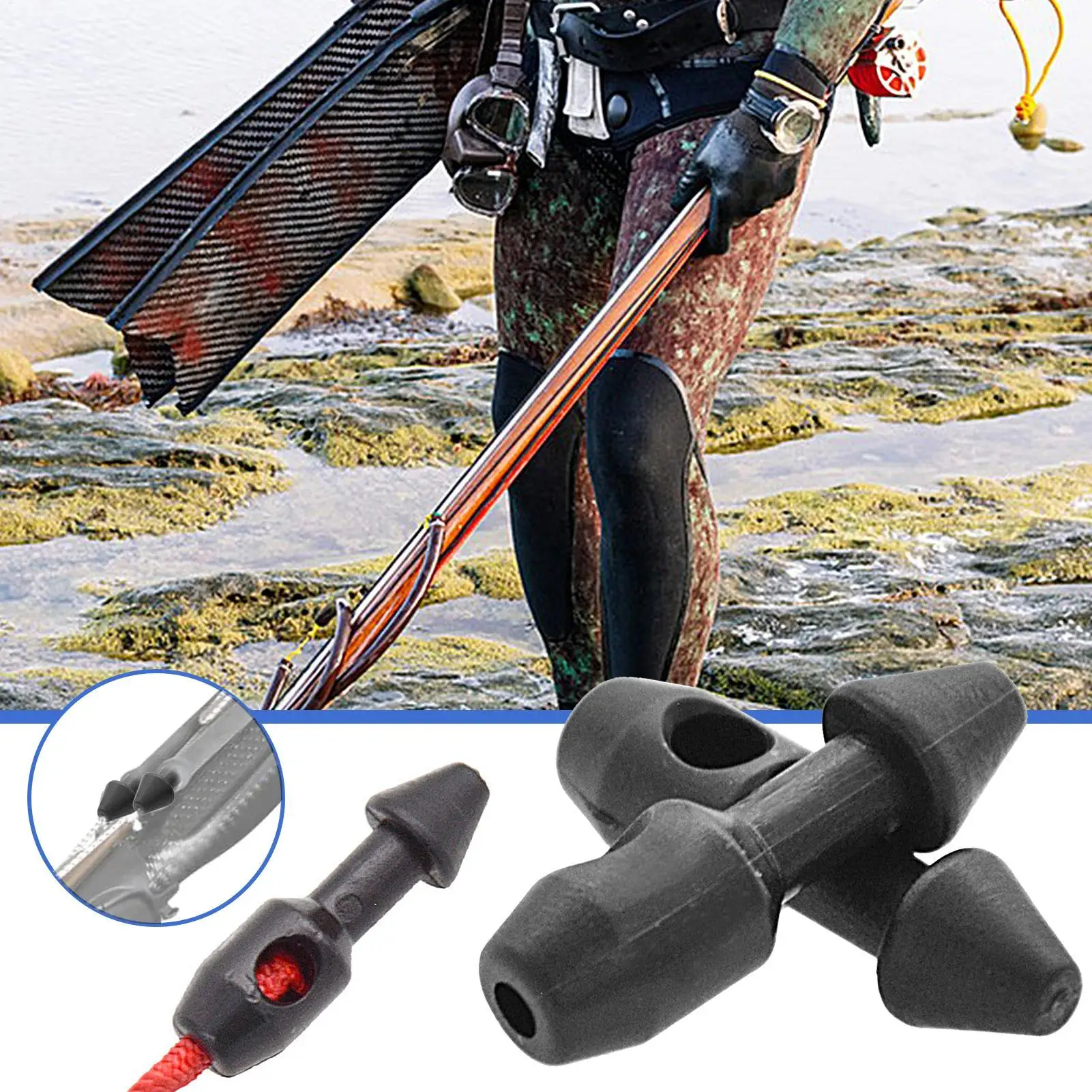 2pcs Divers Spearfishing Rubber Insert Fishing Accessory Tackle Tool Wishbone Inserts Beads Replacement Speargun Rubber Band