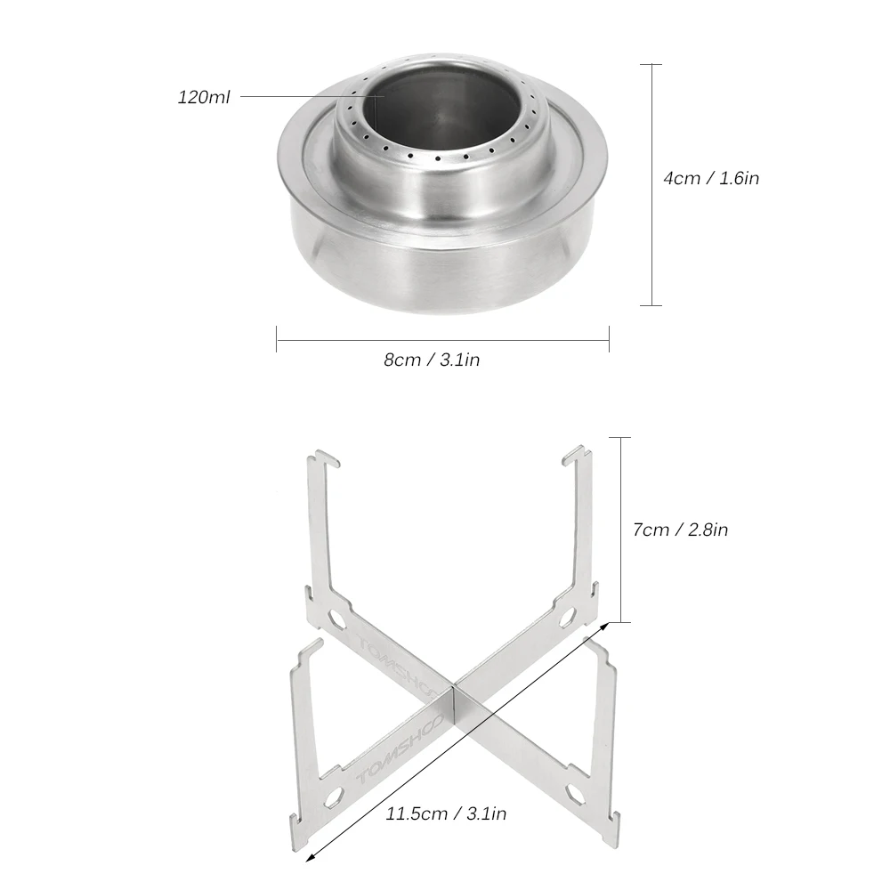 TOMSHOO Mini Alkohol Herd Tablett Geist Brenner Herd Tragbare Mini Ultraleicht Outdoor Camping Herd Ofen mit Kreuz Ständer Rack