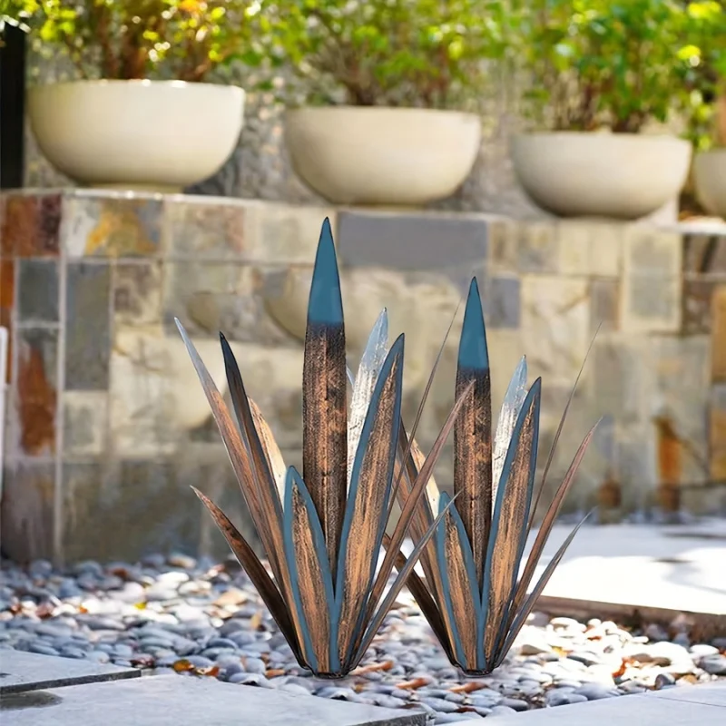 2Pieces Agave Country SculptureDIYMetal Agave Plant Garden Decoration Outdoor Decoration  Lawn Decoration