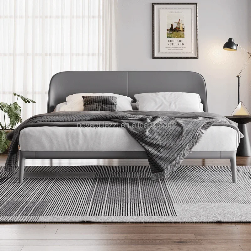 

for Modern minimalist design solid wood bed frame, luxury king size double bed decoration bedroom furniture queen bed