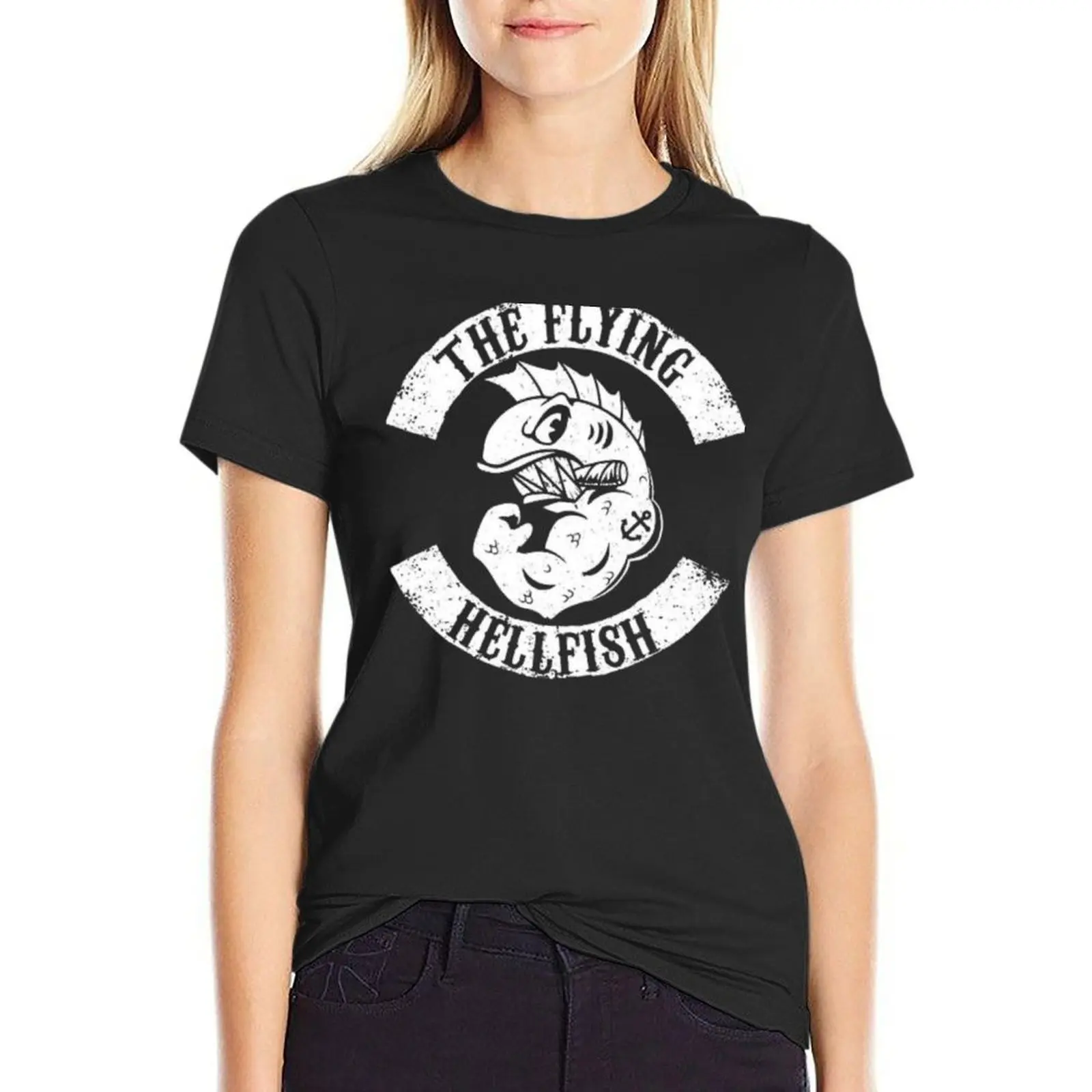 

Flying Hellfish the Flying Hellfish T-Shirt summer tops graphics tees Aesthetic clothing workout shirts for Women