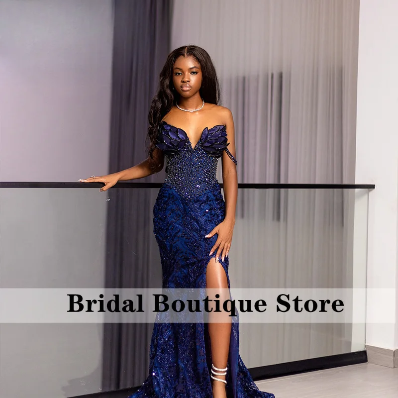 Exquisite Sequin Prom Dresses 2025 Side Slit Mermaid Banquet Party Wedding Gowns Customized for Black Woman vestidos de festa