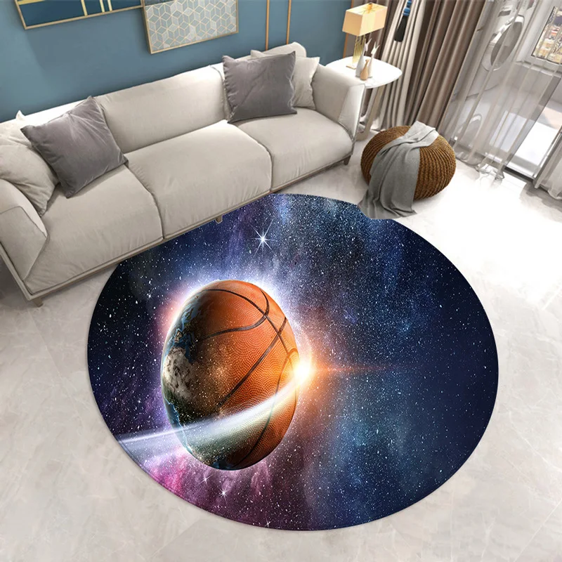 

Basketball Living Room Area Rug Round 3D Carpet Chair Mat Sports Boys Bedroom Decor Rugs Anit-Slip Bathroom Mat Doormat Entrance