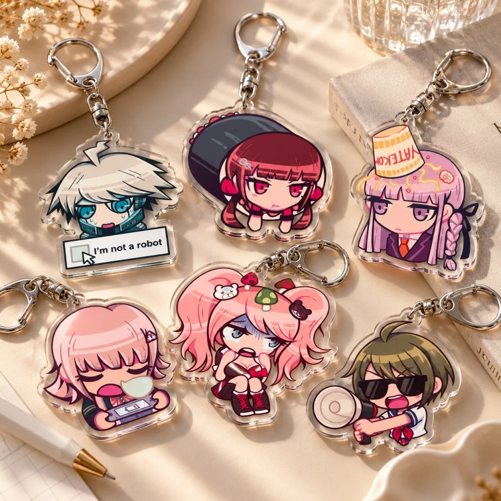 Cartoon Chibi Danganronpa Keychain Accessories Bag Charms Women Keyrings Jewelry Fans Freinds Gift