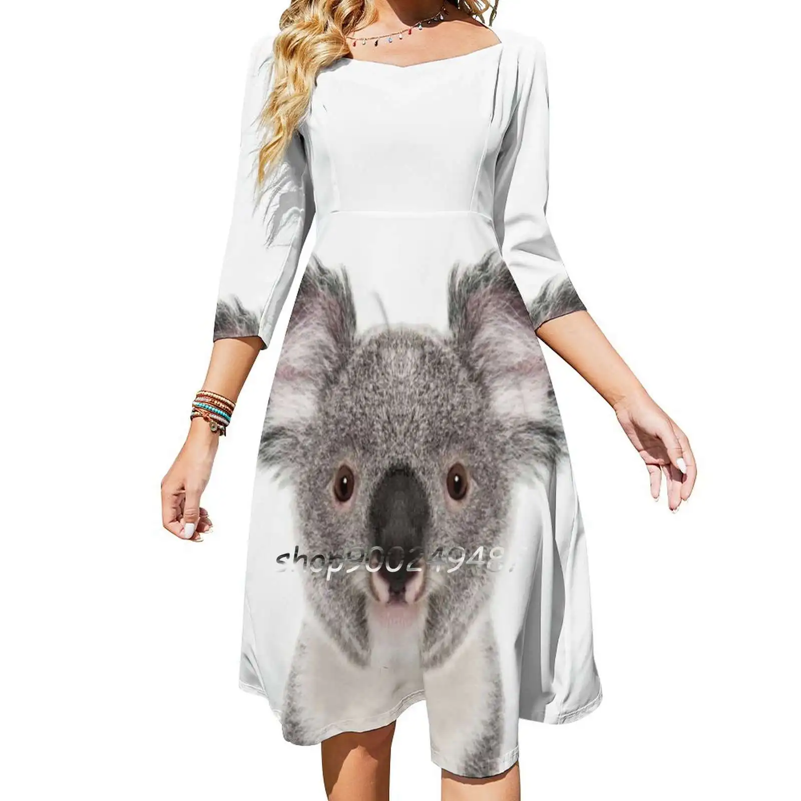 Koala Bear Portrait Slim Dress With Hollow Waist Autumn Winter Sexy Multiple Styles Dresseses Koala Koala Bear Bear Baby Bear