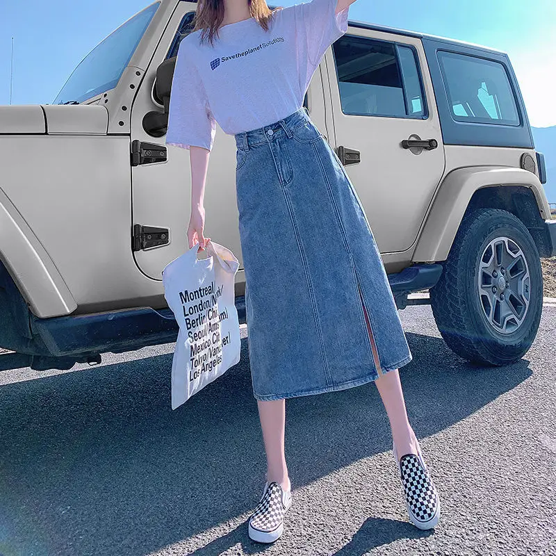 

Women's Split Skirt Summer Thin High Waist2025New Spring Clothes Small PeopleaMid-Length Skirt