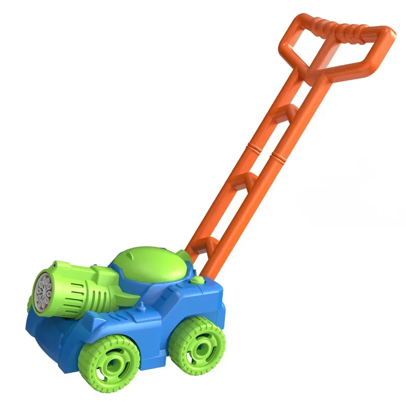 Carrello per macchine per bolle Carrello per tosaerba Auto elettrica automatica per bolle di sapone Auto Giochi estivi per feste all'aperto Giocattoli per bambini