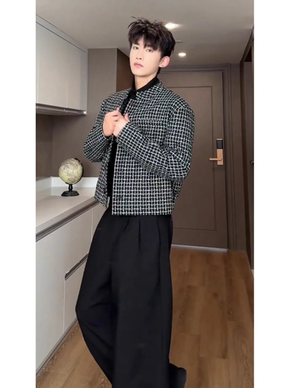 

ort Plaid Flight Jaet for Men New Chinese Sle Spring Autumn High Quali Casual irt Outerwear Youth ular Loose Fit