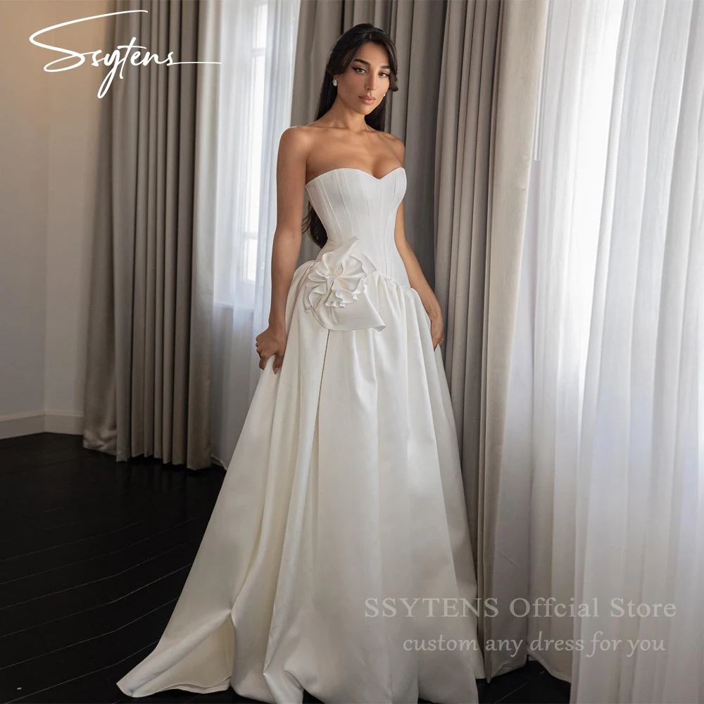 SSYTENS gaun pengantin seksi elegan A-line tanpa lengan gaun pengantin Fashion Vestido De Noiva Bespoke renda kembali gaun pengantin