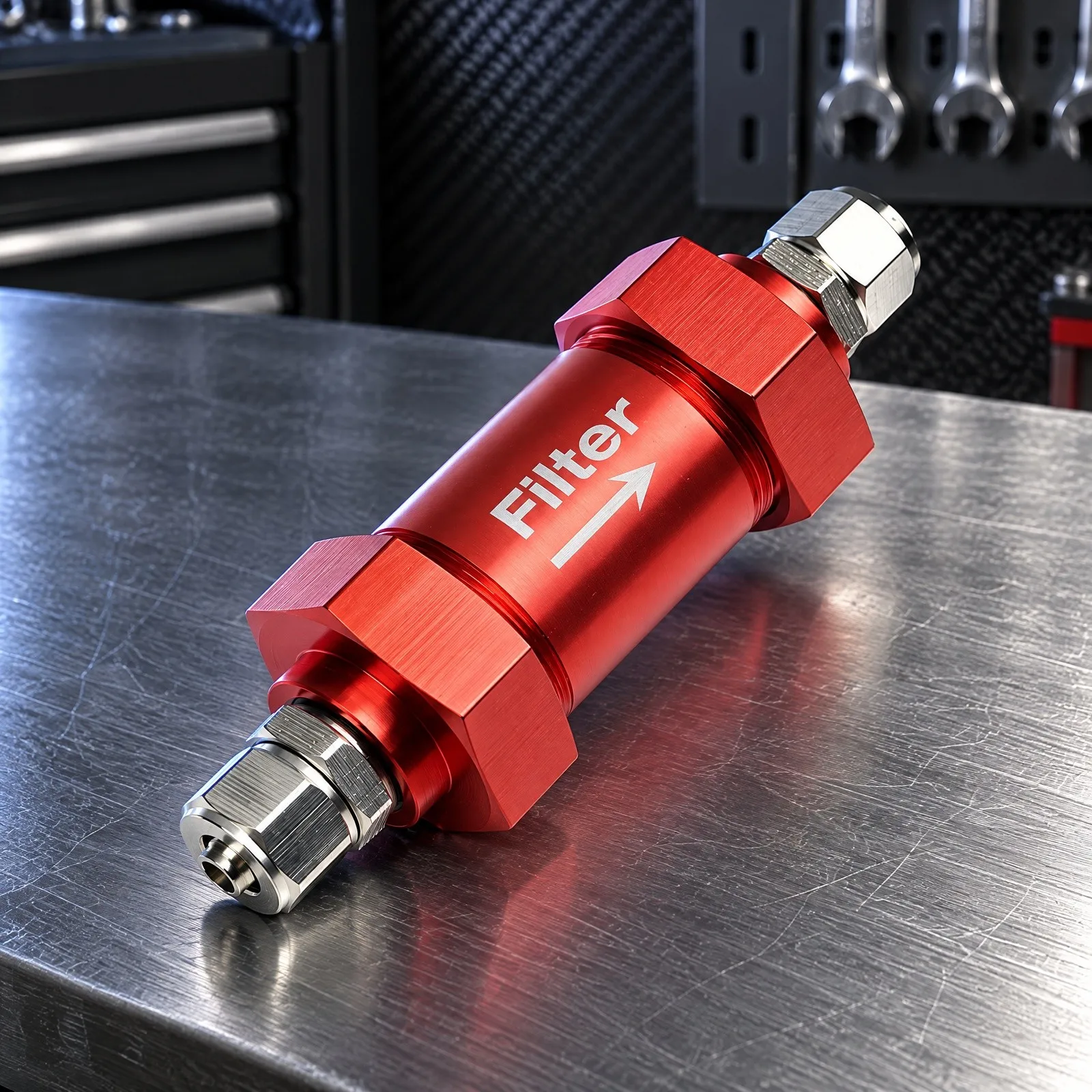 Red Aluminum Alloy Fuel Injector Filter Element Mesh High Pressure Inline Filter For Vehicle Engine Testing And Maintenance Tool