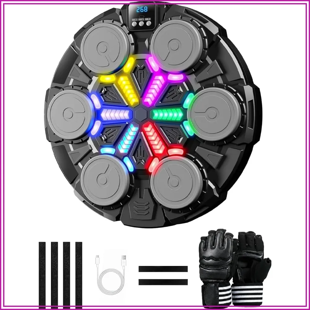 Music Boxing Machine for Kids & Adults, Wall Mounted Smart Boxing Trainer with Gloves, Bluetooth Audio Sync for Fun Home Workouts