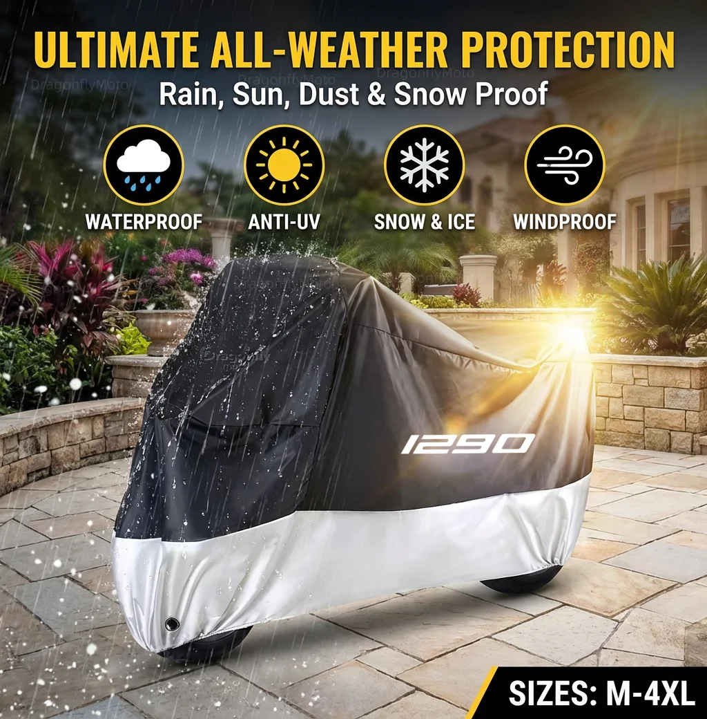 

For KTM Adventure 790 990 1050 1090 1190 1290 All Season Motorcycle Cover Silver Black Waterproof Dustproof UV Protection