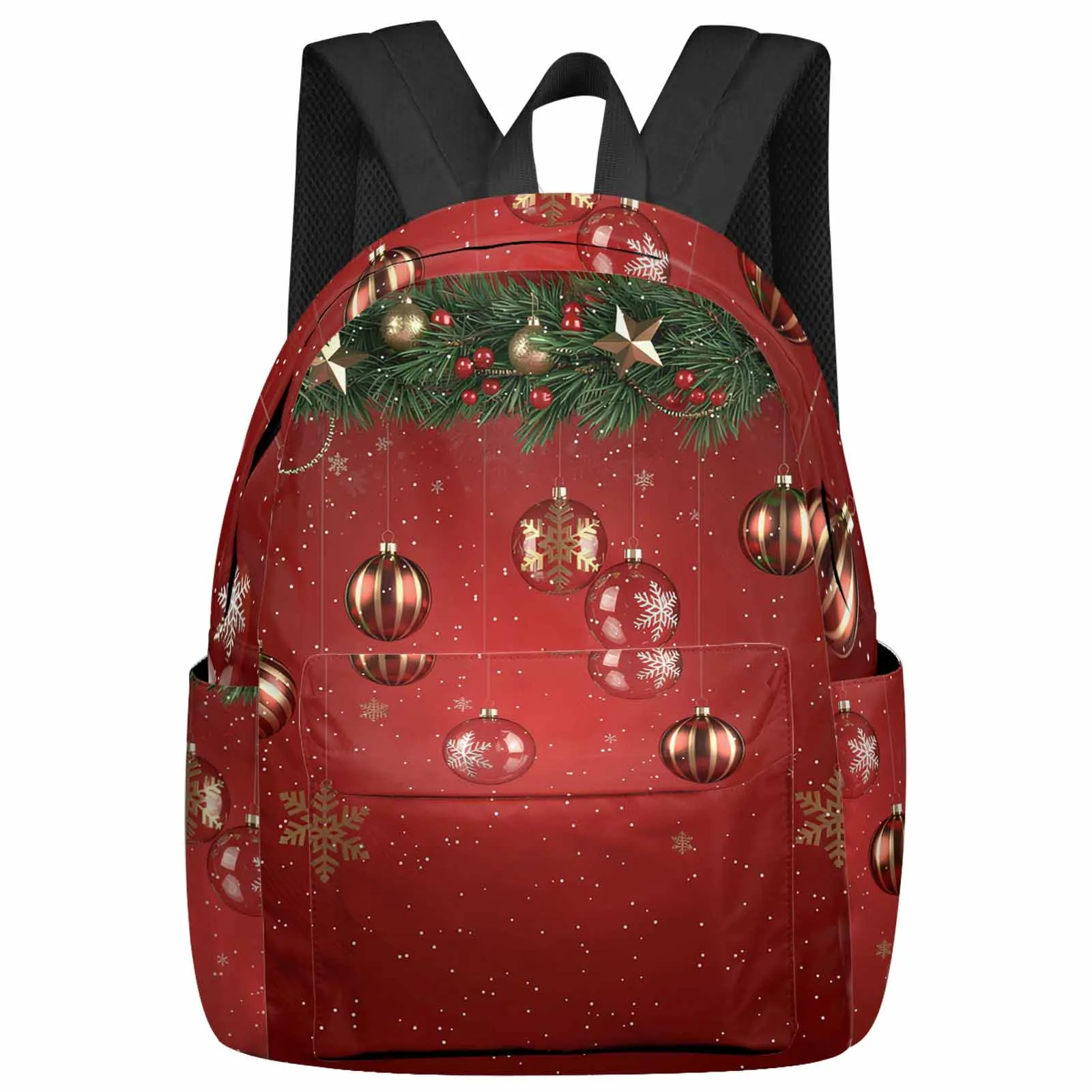 

Modern Christmas Ball Pine Branch Backpacks Teenagers Student School Bags Men Women Travel Mochila