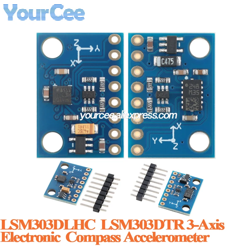 10pcs/1pc GY-511 LSM303DTR LSM303DLHC 3 Axis Electronic Compass Acceleration Sensor Module IIC 12 Bit AD Converter 16 Bit Data