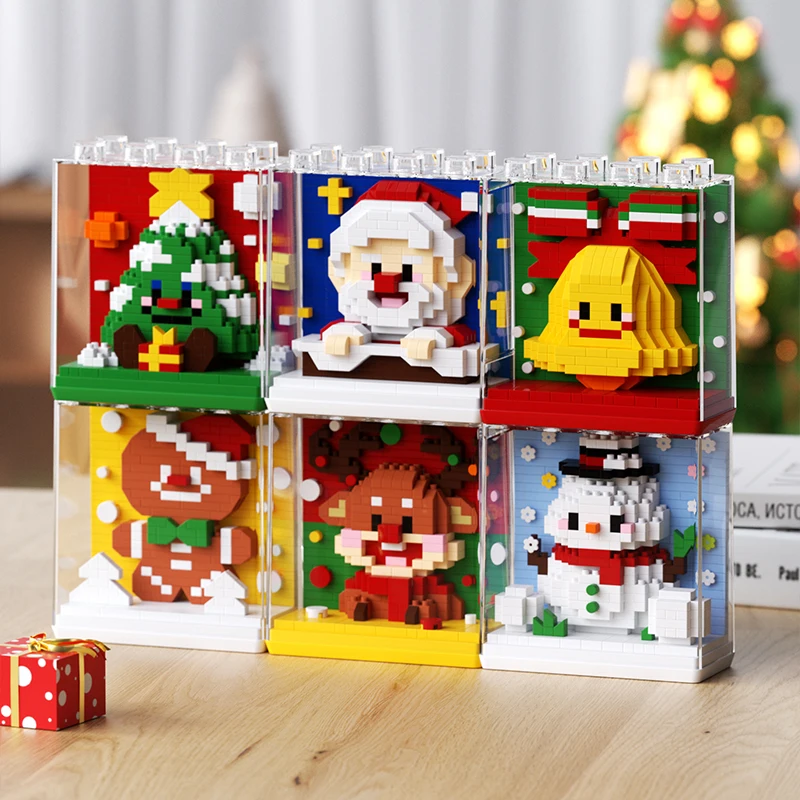 

Christmas Gift Box Building Block Series Santa Claus Reindeer Puzzle Assembling Bricks Table Decoration Toys Children Kids