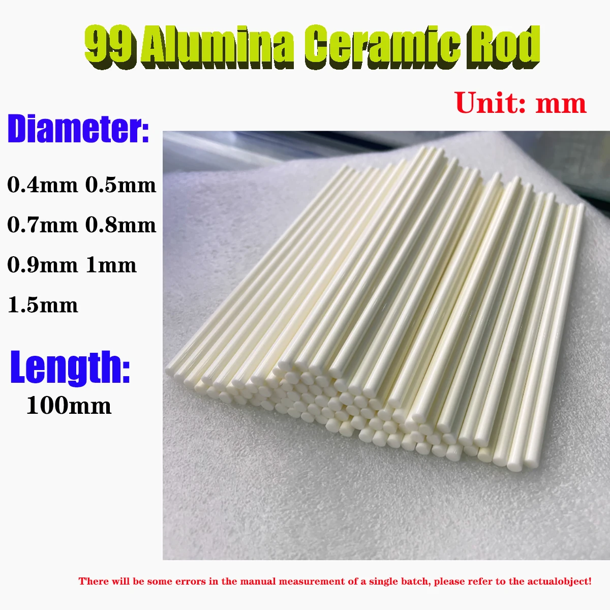 99% Alumina Ceramic Rod, Ultra-Fine Mirror Surface Corundum Insulated Solid Round Rod, High-Temperature Resistant Stirring Rod