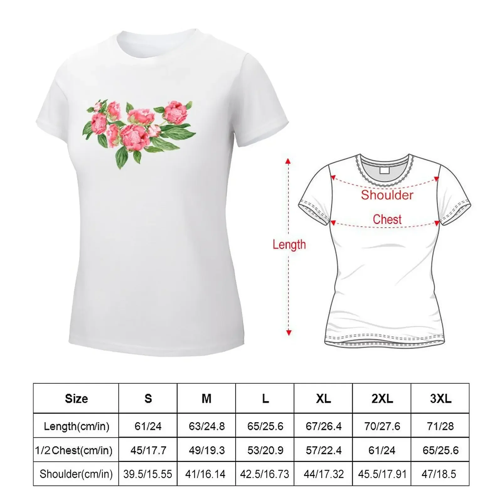 Watercolor Peonies T-shirt female funny T-shirts for Women