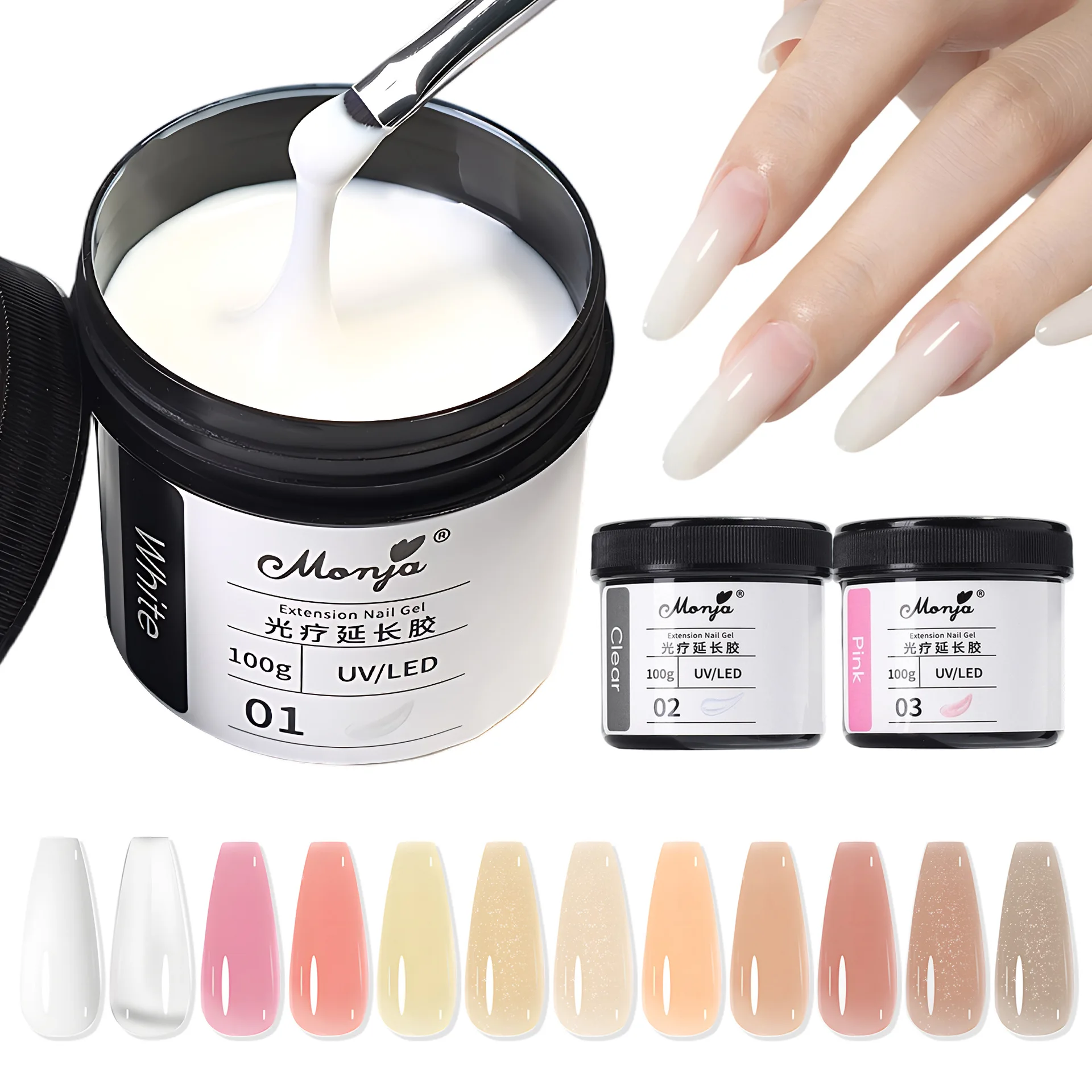 

100g Quick Extension Gel Pink Jelly Milky White Nude Camouflage Finger French Hard Gel UV LED Gel Nail Art Design Manicure