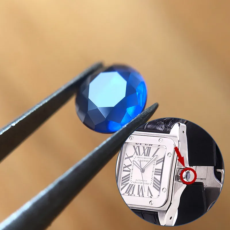 

Blue sapphire crystal for Cartier Santos 100 XL automatic watch crown