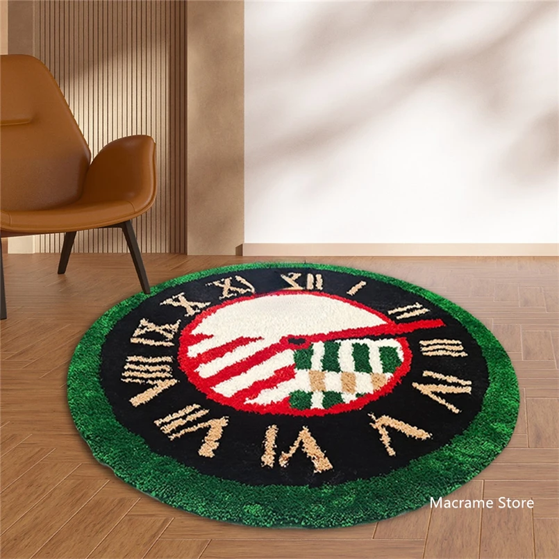 Nordic Style Retro Creative Clock Tufted Bedside Blanket Household Bathroom Absorbent Non-Slip Foot Mat Living Room Carpet