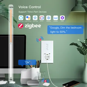 BSEED Zigbee stmívač dotykové spínače nástěnné stmívače Tuya Smart Life Alexa Control Plus běžná EU zásuvka typu C USB porty bílá 10 nejlepší prodej Chytrý stmívač zásuvek Zigbee - №3