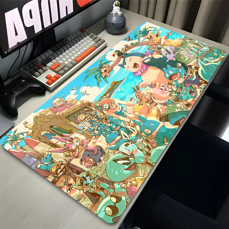 Gaming Mouse Pad Large Rubber Keyboard Desk Mat Gamer Playmat Laptop PC Accessories Kawaii P-Pokemon Snorlax Mousepad
