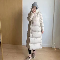 Winter Coat Female Women's Down Parker Windproof Thickened Loose Outerwears Simple Stylish High-end Mid-length Down Jackets