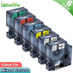 5-6Pack Mixed Colors Label Tape 12mm Compatible DYMO D1 Tape 45013 40913 43613 45010 45016 45018 for LabelManager LM160 LM280