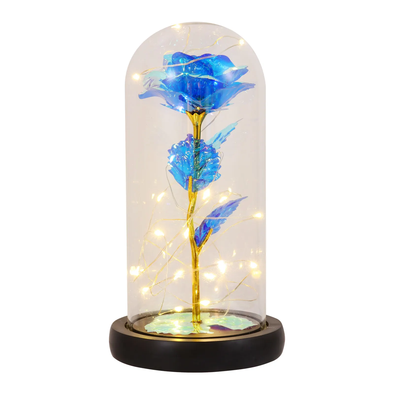 

Искусственная роза в стеклянном колпаке со светодиодной подсветкой, имитация цветка, декор для дома и офиса, романтический подарок, декор из искусственных цветов, 1 шт.