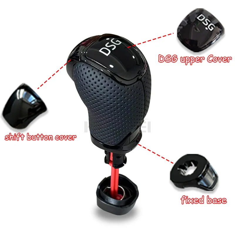 For Skoda Octavia Superb Yeti DSG Gear Shift Knob Leather With DSG LOGO Car Parts Gear Shift Head Car Accessories